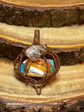 Spiny Oyster Turquoise and Clear Quartz Pendant