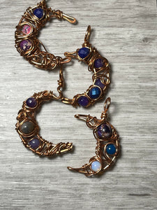 Woven Copper Moon with Gemstone Beads