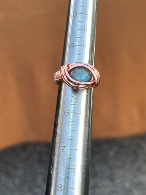 Labradorite Copper Wire Wrapped Ring