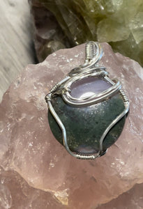 Purple Moss Agate Sterling Silver Wrapped Pendant
